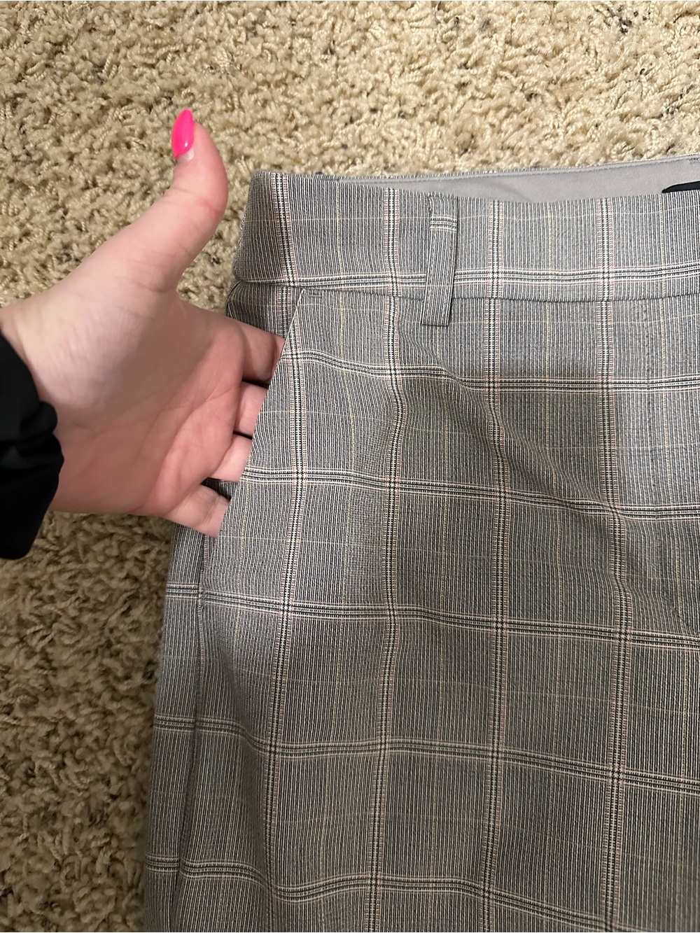 Express Editor Boot Mid Rise Gray Plaid Dress Pants - Picture 3 of 6
